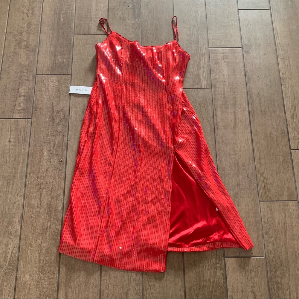 Bardot Red Sequin Midi Dress
